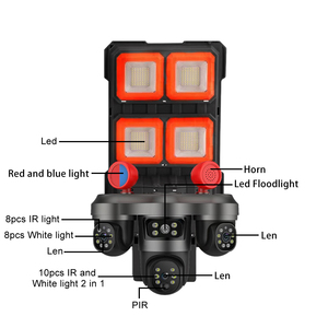 HD 6MP Ngoài Trời Không Thấm Nước Năng Lượng Mặt Trời Đường Phố LED Ánh Sáng 4G Máy Ảnh Ba Ống Kính 400W Đèn Tích Hợp Năng Lượng Mặt Trời Wifi Tầm Nhìn Ban Đêm Thẻ Nhớ - Product Image 2