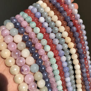 Perles d'angelites lisses jaunes, vertes, roses, rouges, violettes, pour la fabrication de bijoux, à faire soi-même, vente en gros, 6MM — 12mm, pièces - Product Image 3