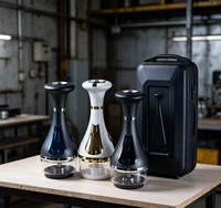 Chicha électronique mini de luxe moderne givrée rechargeable avec écran LED portable et base en acier inoxydable effet miroir