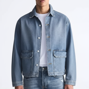 แจ็กเก็ตผ้าเดนิมสำหรับผู้ชายเสื้อแจ็กเก็ตผ้าเดนิมสไตล์สตรีทแวร์ - Product Image 1