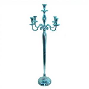 Candélabre de mariage en aluminium pour salle à manger, 5 bras, nickelé, fait main, porte-bougie durable pour Noël - Product Image 1