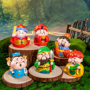 Five Gods of Wealth Resin Figurines Cute Mini <b>Ornaments</b> For Home Decoration And <b>Car</b> Accessories - Product Image 2