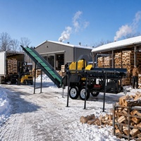 Fendeuse de bois à essence homologuée EPA 27HP avec convoyeur à bande de 3 mètres, processeur de bois mobile, machine commerciale de fendage du bois