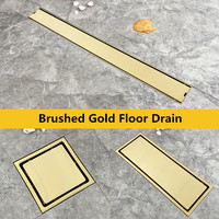Drain de sol linéaire dissimulé en acier inoxydable 304, finition dorée polie, moderne, pour douche et salle de bain, écologique