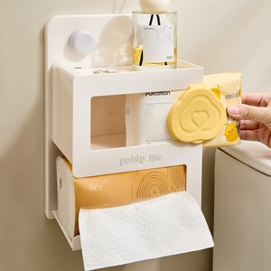 Boîte à mouchoirs murale moderne et écologique en ABS avec ventouse, pour le rangement et l'organisation des lingettes humides, idéale pour la maison - Product Image 6