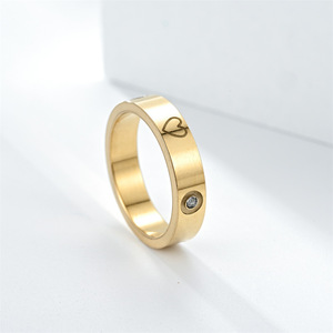 À la mode en acier inoxydable couleur or Rose bague d'amour pour femmes hommes <span class=keywords><strong>Couple</strong></span> coeur cristal anneaux marque de luxe bijoux cadeau de mariage - Product Image 6