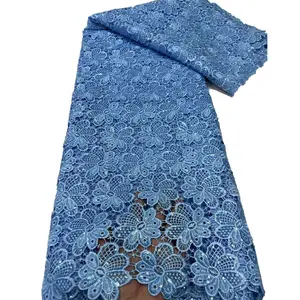 Beautifical kordon kumaşlar afrika 2024 yeni moda nijeryalı suda çözünür dantel elbise için payetli kumaş 5 metre ML58G10