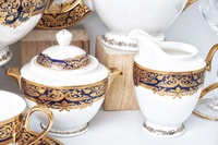 Posuda nouvelle porcelaine 50 pièces d'or en relief de luxe plaque dîner ensemble porcelaine russe vaisselle