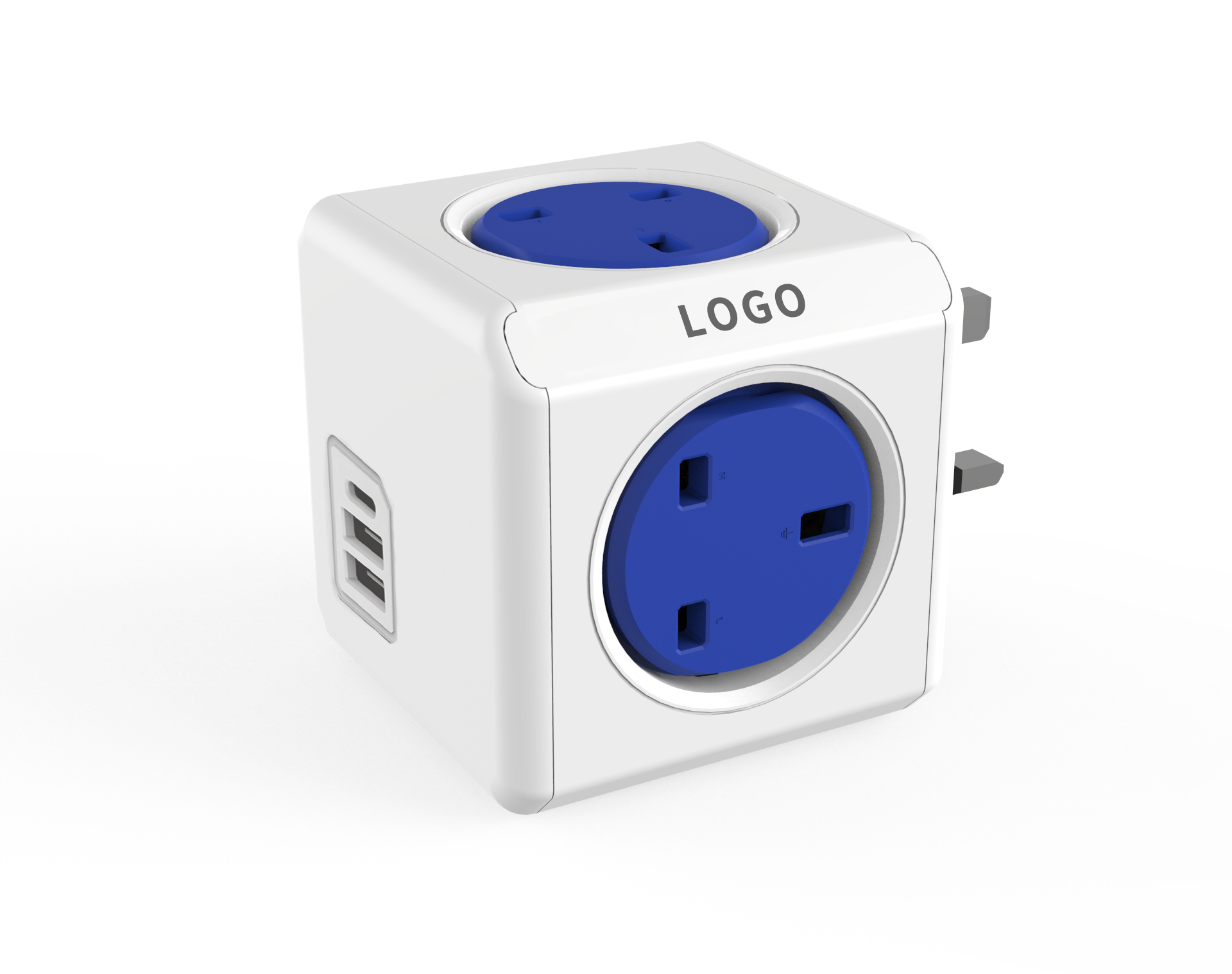 Cubo de enchufe de alimentación UK 2USB 1TYPE C