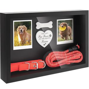 Pet Photo <b>Frame</b> Storage Box 13x8.3inch <b>Black</b> Shadow Box With Collar Rope Display Dog Cat Memorial <b>Frame</b> Personalized - Product Image 2