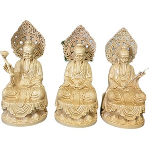 Figuras <span class=keywords><strong>de</strong></span> <span class=keywords><strong>madera</strong></span> tallada <span class=keywords><strong>de</strong></span> Jingdiao: Estatuas <span class=keywords><strong>de</strong></span> Taishang Laojun, Sanqing Daozu y Yuanshi Lingbao, figuras sentadas que representan la moralidad. - Product Image 5