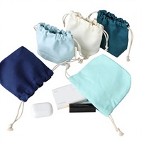Petit sac à cordon en toile de couleur unie tendance pour filles, rangement portable pour cosmétiques et rouge à lèvres, mini pochette