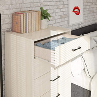 Commode à 5 tiroirs avec poignées mdf EASY GLIDING blanc Chaque tiroir de commode soigneusement conçu Caractéristiques