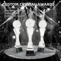 Trophée en verre cristal transparent de luxe gravé et personnalisé, étanche, pour événements sportifs, vente en gros