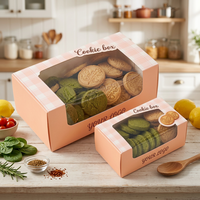 Emballage de boulangerie avec logo personnalisé, pelliculage brillant, papier rose de qualité alimentaire, boîtes à biscuits