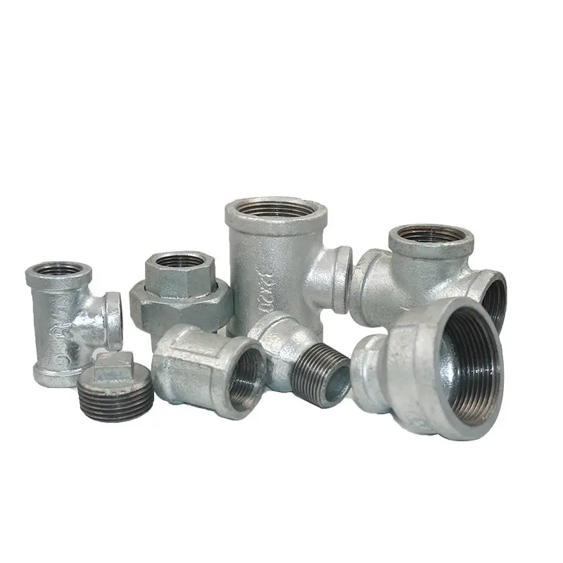 Galvanized steel BSP NPT threaded Malleable Iron Plumbing fire fighting Cast Black Iron Fittings