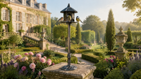 Mangeoire à oiseaux antique en plastique avec jardinière décorative, sur poteau haut, résistante à la rouille, pour la décoration extérieure de jardin et de cour