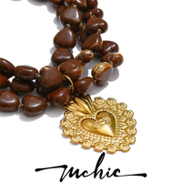 Collier pendentif cœur en acier inoxydable XY 3090, bijoux fantaisie tendance, perles acryliques superposées, chaîne faite à la main, pour l'hiver