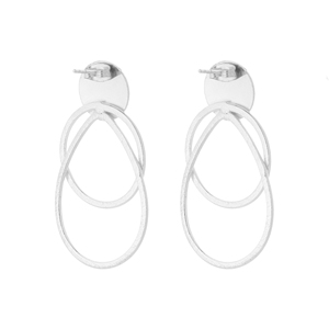 ต่างหูห่วงแบบซ้อนชั้น ดีไซน์วงกลมหลายวงแบบมินิมอล ชุบเงิน เครื่องประดับแฟชั่นทรงเรขาคณิตทันสมัยสำหรับผู้หญิง - Product Image 1