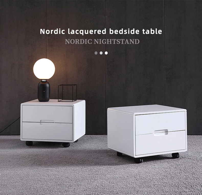 Modern white solid wood bedside table nightstand with drawers bedroom furniture