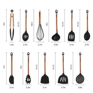 Juego <span class=keywords><strong>de</strong></span> 14 Utensilios <span class=keywords><strong>de</strong></span> Cocina <span class=keywords><strong>de</strong></span> Acero Inoxidable y Silicona <span class=keywords><strong>de</strong></span> Grado Alimenticio, Color Oro Rosa, Personalizados - Product Image 5