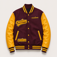 Veste de baseball pour homme en patchwork d'hiver OEM, broderie personnalisée du logo sur le devant, style universitaire, veste bomber de style college