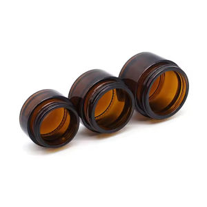 Pot en verre ambré transparent, bleu, vert, noir, givré <span class=keywords><strong>pour</strong></span> crème cosmétique, avec bouchon <span class=keywords><strong>à</strong></span> <span class=keywords><strong>vis</strong></span> en aluminium, logo personnalisé, disponible en 5g, 10g, 15g, 20g, 30g, 50g, 100g - Product Image 2