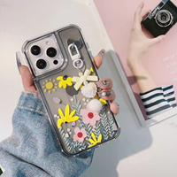 Coque de téléphone tendance à imprimé floral avec pendentif nœud mignon, coque hybride antichoc en TPU et PC pour iPhone 18 17 16 ProMax