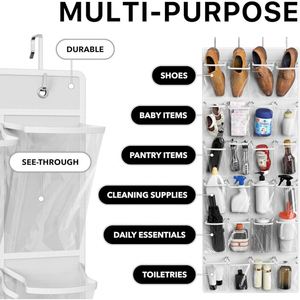 24 Pockets Over the Door Hanging <b>Shoe</b> Organizer Non-woven & Clear PVC <b>Shoe</b> Storage Bag - Product Image 6