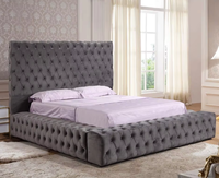 Lit de luxe avec plate-forme tuftée en diamant classique, cadre de lit pour ensemble de meubles de chambre à coucher, vente directe en usine