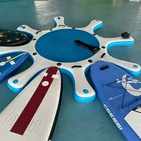 Plateforme de yoga flottante gonflable de couleur bleue, plateforme de yoga gonflable personnalisée pour ISUP