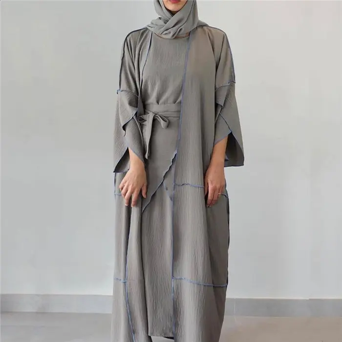 Best Selling Women Fashion Dress ethnic Clothing 3pcs Muslim Open Abaya Sets Long Wrap Skirt