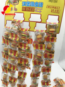 Gomas de frutas al por mayor Halal hamburguesa forma gelatina gomosa hamburguesa suave piruleta caramelo - Product Image 2