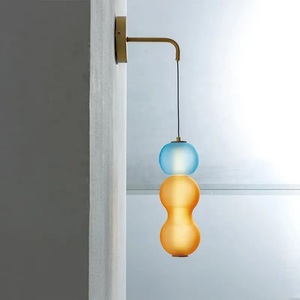 Lámpara de Pared Moderna de Diseño Europeo Nórdico, Aplique de Pared de Cobre con Diseño Elegante en Morado Niebla y Azul, Lámpara de Pared de Vidrio para Dormitorio - Product Image 2