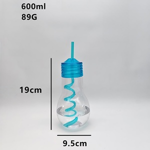 แก้วหลอดไฟ 600 มล. แก้วพลาสติกเรืองแสง สำหรับน้ำผลไม้ นม ชา กาแฟ เครื่องดื่มเย็น ขวดพร้อมหลอดดูด แก้วเรืองแสงสำหรับงานปาร์ตี้ - Product Image 6