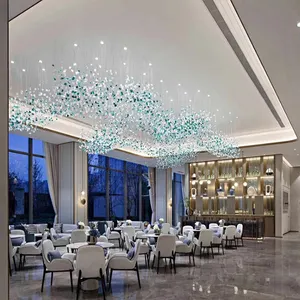 Glas-Kronleuchter für Bankett-Halle, modernes Pendel licht, goldenes rundes Design, Hotel und Hotel, neues Design