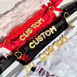 Culotte <span class=keywords><strong>sexy</strong></span> personnalisée avec lettres en strass, lingerie en dentelle pour femmes, cadeau personnalisé pour la Saint-Valentin, sous-vêtements pour anniversaire - Product Image 3