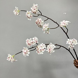 Branche de fleur de poirier artificielle Meng Jie, fleur en soie blanche et rose pour la décoration de la maison, mariage, arrangement floral - Product Image 4