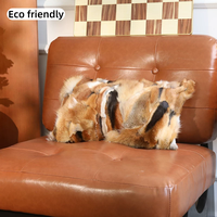 Coussin décoratif haut de gamme en fourrure de renard brun, doux pour la peau, pour le soutien lombaire