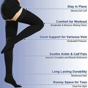 Compports <span class=keywords><strong>classe</strong></span> <span class=keywords><strong>2</strong></span> grande taille grand bout fermé en gros hommes femmes à la mode cuisse haute Compression <span class=keywords><strong>bas</strong></span> - Product Image 4