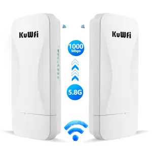 OEM KuWFi repeater penerima wifi, jembatan nirkabel p2p 5.8G 900Mbps 3KM luar ruangan tahan air titik ke titik dengan port Gigabit