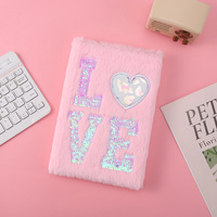 Carnet de notes minimaliste en peluche à sequins, journal doux et moelleux pour filles, cadeau d'anniversaire ou de vacances pour enfants, idéal pour la rentrée scolaire, personnalisable