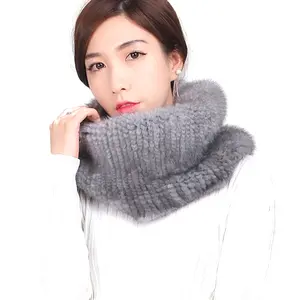 Manufacturer online wholesale Pretty Colorful Knitted Mink Fur Scarf Snood