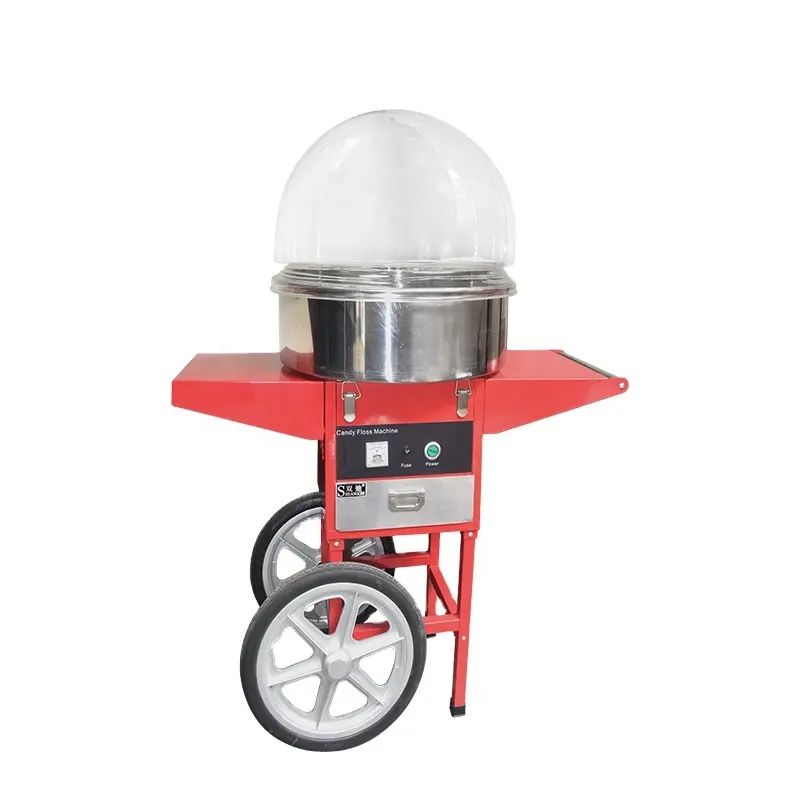 China Pink Sugar Candy Floss Flower Cotton Candy Machine Commercial Use Electric Cotton Candy floss Machine with cart