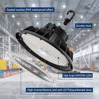 Lámpara Industrial UFO de Alta Potencia, 100W 120W 150W, de Aluminio, Regulable, IP65, para Almacenes, Disponible en EE. UU.
