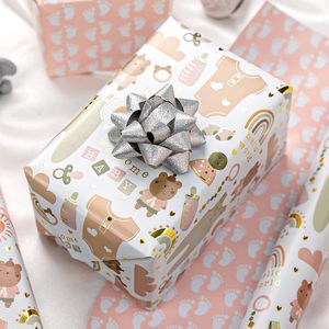 Baby Shower Wrapping Paper Roll 17x33 Feet Double Side Eco Friendly Gift Craft Paper - Product Image 4