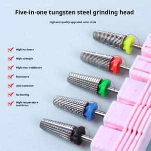 5 en 1 Embouts de ponçage professionnels en acier au tungstène pour machine à ongles, pour le retrait de gel, avec logo personnalisé, vente en gros - Product Image 2