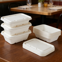 Boîte à lunch jetable biodégradable carrée de 750 ml en pulpe de bagasse, vaisselle pour les fêtes D888