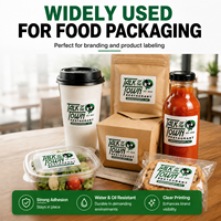 Label Kemasan Makanan Restoran Kustom, Stiker Logo Roll Perekat Sendiri BOPP Putih untuk Cangkir, Kotak, dan Tas Take Away