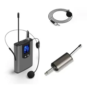 UHF Wireless Headset Microphone/Lavalier Lapel Mic with Bodypack Transmitter and Two Mini Rechargeable Receivers